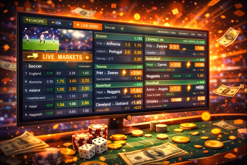 Sportsbook live odds screen with highlighted markets and fast updates